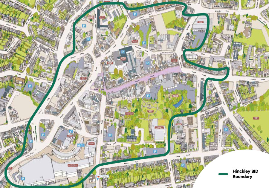 The Hinckley BID Area 2019 map view